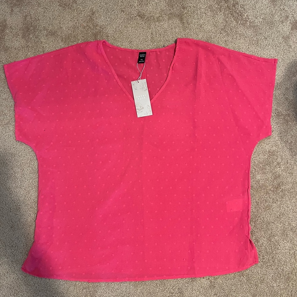 SHEIN LUNE Plus Swiss Dot Batwing Sleeve Blouse